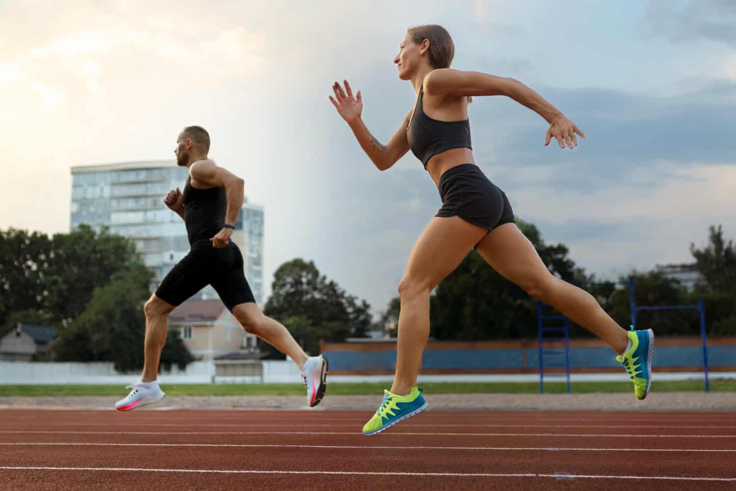 Two Athletes Running