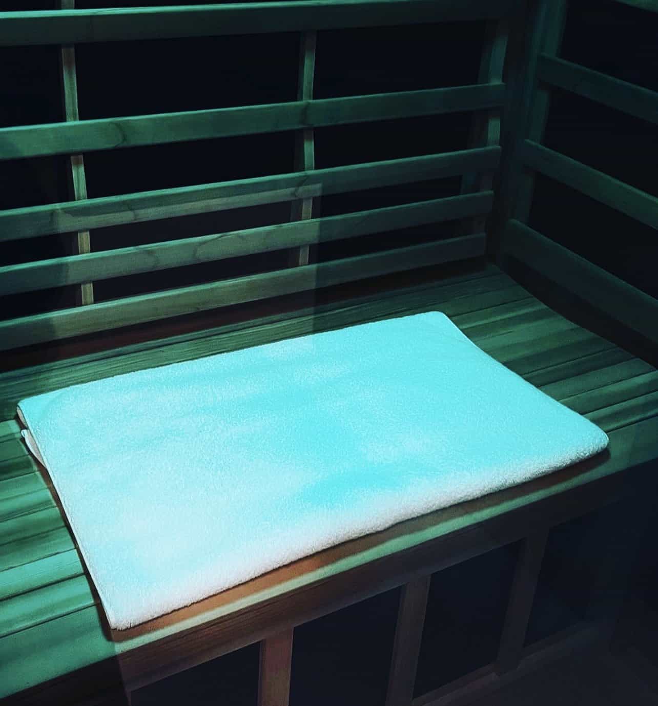 Inside an infrared sauna